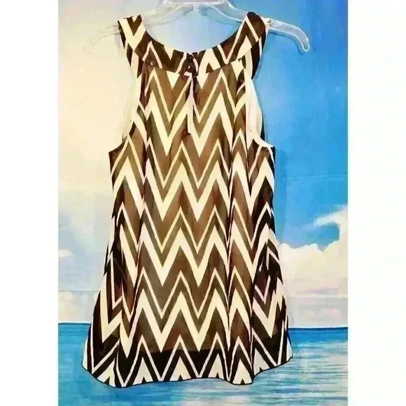 IZ BYER Womans BLACK & WHITE Sheer Top LINED Lightweight Shirt size Lg - Picture 2 of 4